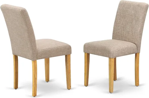 Miniatura 10 de East West Furniture ABP4T55 Abbott Parson - Juego de 2 sillas de comedor acolchadas de piel sintética azul oasis, color roble