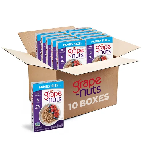 Miniatura 14 de Grape-Nuts Cereal de desayuno original, cereal crujiente de trigo integral y cebada, proyecto verificado sin OMG, caja de 20.5 onzas