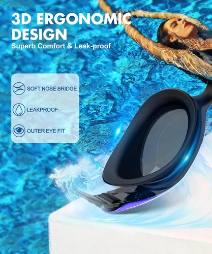 Miniatura 7 de NSSIW Gafas de natación para adultos: gafas de piscina para hombres y mujeres con protección UV400 antivaho sin fugas, paquete de 3