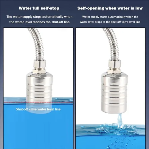 Miniatura 3 de Stainless Steel Floating Ball Valve Automatic Water Level Control 1/2 3/4 Float Tank Tower Shutoff(1/2",Side Water Inlet)