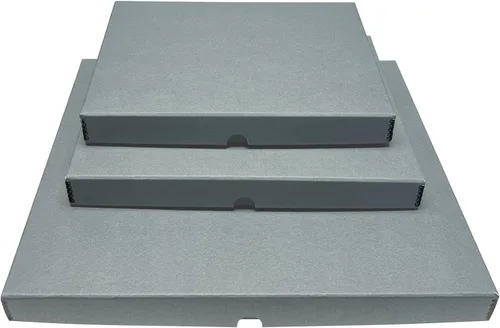 Miniatura 8 de Lineco Caja de Almacenamiento de Folio, Diseño de Concha de Almeja con Borde de Metal. 11.5 x 17.5 x 1.75 Pulgadas, Cartón de Archivo, Conserva Gris