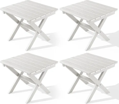 Miniatura 18 de SERWALL Mesa auxiliar Adirondack, mesa auxiliar para exteriores, sin montaje, mesa plegable pequeña de HDPE para patio trasero, piscina, porche