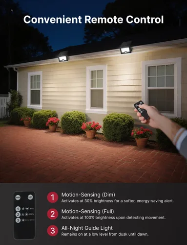 Miniatura 3 de Luz Solar de Inundación, 122 LEDs Luces Exteriores Brillantes con Sensor de Movimiento, Luz de Seguridad Solar de Anochecer a Amanecer para Patio
