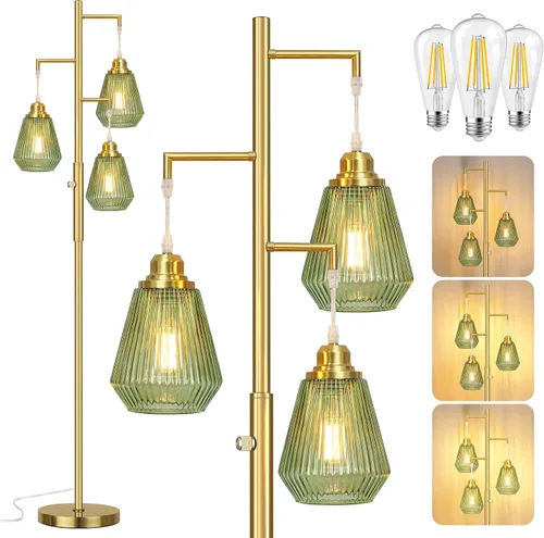 Miniatura 10 de QiMH Lámparas de pie industriales para sala de estar, lámpara de pie de árbol con regulable continuo, lámparas altas modernas de 68 pulgadas