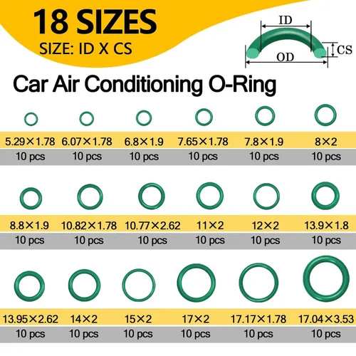Miniatura 2 de Kit de 265 piezas de juntas tóricas y sellos de junta de CA para R134a – Kit de arandela de sellado de puerto de compresor de A/C duradero