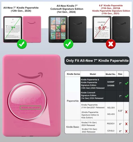 Miniatura 2 de MoKo Funda para Kindle Paperwhite de 7 pulgadas (12ª generación-2024) y Kindle Colorsoft Signature Edition 2024 ultra fina, transparente, flexible