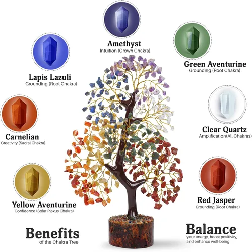 Miniatura 3 de FASHIONZAADI Árbol de cristal curativo de 7 chakras, árbol de la vida de cristal para decoración del hogar, decoración de escritorio de oficina