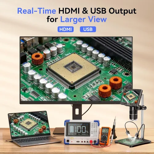 Miniatura 8 de TOMLOV TriL107 Microscopio digital de 3 lentes: Lupa de microscopio de monedas HDMI de 7 "2500X 2K para visión completa de monedas con pantalla IPS
