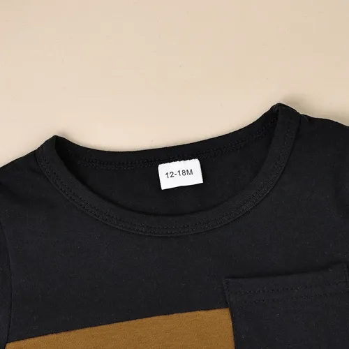Miniatura 87 de Ropa para bebé niño pequeño, trajes de verano de manga corta, camiseta de retazos y pantalón con bolsillo, conjunto de 2 piezas, 12 meses a 4 años