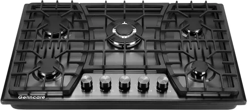 Placa de cocina de gas de 30 pulgadas, estufa de 5 quemadores, encimera convertible de propano y gas natural integrada, encimera de acero inoxidable
