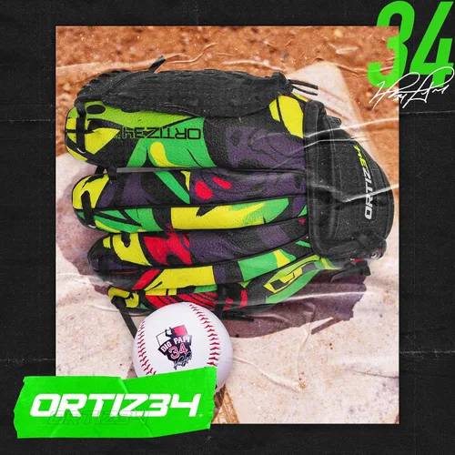Miniatura 5 de Guante de T-Ball con Graffiti de 9" - Guante de Béisbol Juvenil con Graffiti David Ortiz - Para Diestros, Fácil de Cerrar, No Requiere Verde/Púrpura