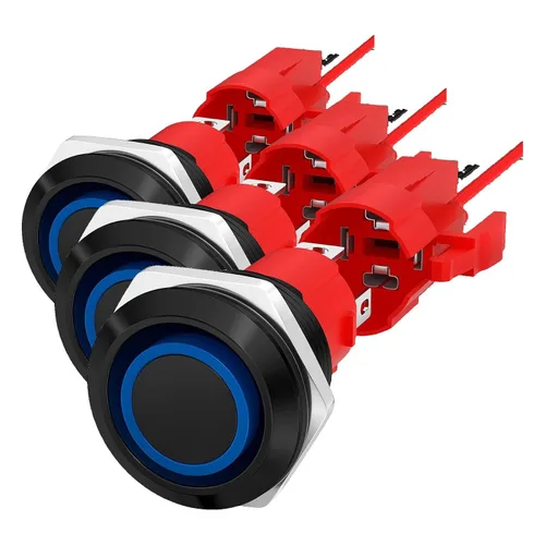 Miniatura 7 de Joinfworld - Interruptor de botón de cierre de 12 V 20 Amp de servicio pesado, impermeable, interruptor de encendido/apagado de 16 mm, interruptor