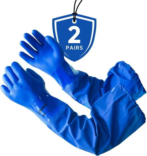Miniatura 8 de LANON Guantes de PVC resistentes a productos químicos de 26 pulgadas de longitud al codo, guantes de goma largos de alta resistencia, protección