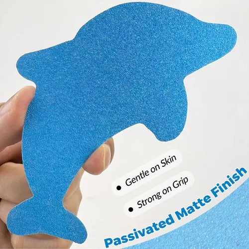 Miniatura 2 de S&X Calcomanías antideslizantes para bañera, peldaños adhesivos de delfín con agarre – Superficie texturizada de grano fino – Paquete de 12