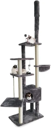 Miniatura 21 de Ascentials - Grand Suite Cat Scratcher Playground - Estructura de juego de torre alta para gatos, áreas de rascado de sisal, fieltro gris, chapa