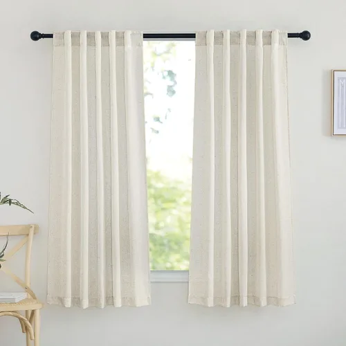Miniatura 60 de NICETOWN Cortinas de lino grueso para dormitorio, privacidad añadida, bolsillo para barra y pestaña trasera, no se transparentan, mezcla de lino