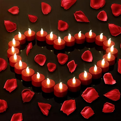 Vela de té, paquete de 24 velas LED sin llama, parpadeantes, color rojo, más de 200 horas, velas de té alimentadas por baterías. Ideal para fiestas,