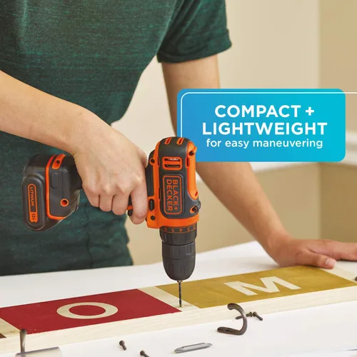 Miniatura 4 de BLACK+DECKER Taladro/destornillador inalámbrico de 12 V, batería y cargador incluidos (BDCDD12C) (paquete de 2)