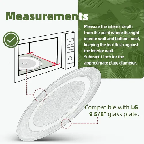 Miniatura 4 de Placa giratoria de microondas de 9.6 pulgadas con fondo plano para microondas LG compatible con parte # 3390W1A035A Placa de vidrio para microondas