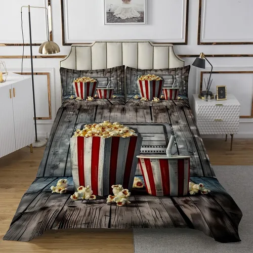 Miniatura 25 de Homewish Theater Cinema Poster Quilt Sets Twin Size,Retro Movie Bedspread Coverlet 2Pcs for Kids Girls Boys Room Decor,Popcorn Quilts Set Movie