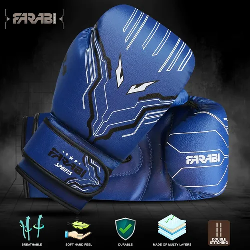 Miniatura 5 de Farabi Sports Guantes de boxeo para niños y niñas, guantes de kickboxing de 6 onzas para jóvenes, guantes de boxeo junior para MMA, Muay Thai, Azul
