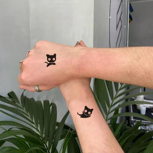 Miniatura 5 de 2 hojas de tatuajes temporales pequeños pequeños para mujeres y hombres, dedos manos, cuello, muñeca y cara, lindas calcomanías de tatuajes falsos