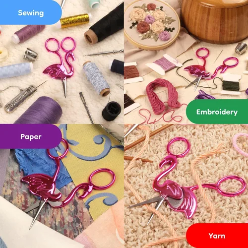 Miniatura 5 de JubileeYarn - Tijeras para bordar, diseño de flamenco, color rosa, 1 par Rosa flamenco
