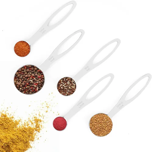 Miniatura 7 de Juego de 5 cucharas medidoras, tazas medidoras de acero inoxidable resistentes para cocinar y hornear, cucharadas y cucharaditas para ingredientes
