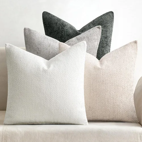 Miniatura 29 de MIULEE Paquete de 4 fundas de almohada para sofá, 16 x 16 pulgadas, fundas de almohada decorativas de felpilla suave color crema, fundas de cojín