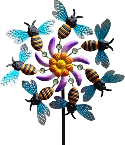 Miniatura 9 de COOZZYHOUR Molino de viento de colibrí de 39 pulgadas para estaca de patio y jardín, molino de viento de metal para exteriores, esculturas de viento