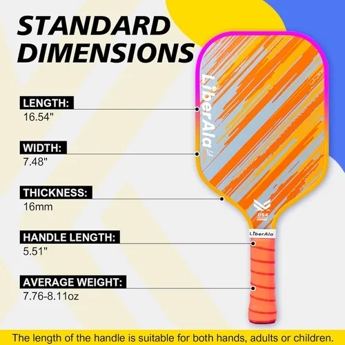 Miniatura 3 de Pickleball Paddles & Set of 2, USAPA Approved Carbon Fiber Pickle Ball Paddle, PP Honeycomb Core, Lightweight & Comfort Grip for Beginners, Pros, 1