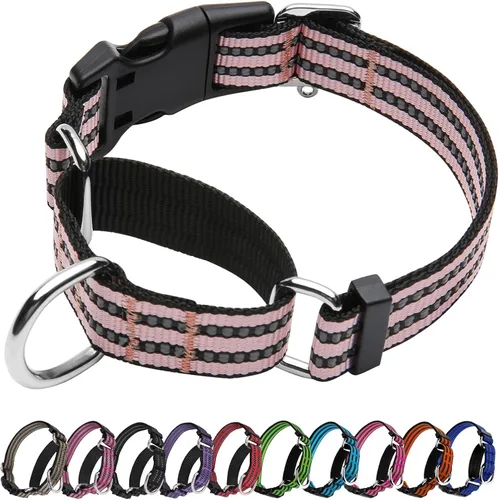 Miniatura 11 de Martingale - Collar para perro, collar reflectante ajustable de nailon con hebilla de liberación rápida (rosa intenso, talla L)