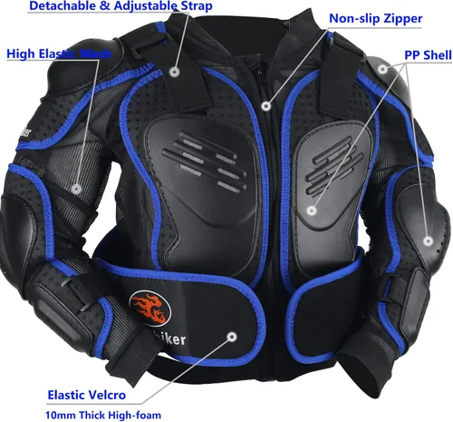 Miniatura 3 de RIDBIKER - Chaleco protector de pecho para niños, equipo de motocross, moto todo terreno, chaqueta de armadura de cuerpo completo para motocicleta