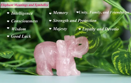 Miniatura 4 de YATOJUZI - Figura de elefante de cuarzo rosa de 5 cm decorativa, cristal curativo rosa, lindo, natural, tallado a mano, pulido, estatua de gema