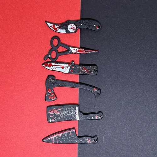 Miniatura 6 de 6 piezas de cuchillos de Halloween encantos cortador de terror tijeras forma colgante DIY fabricación de joyas artesanía casa de muñecas pequeño
