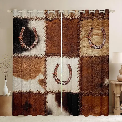 Miniatura 21 de Cortinas de ventana de herradura con estrellas de Texas, cortinas de granero de madera rústicas occidentales, 38 pulgadas de ancho x 45 pulgadas