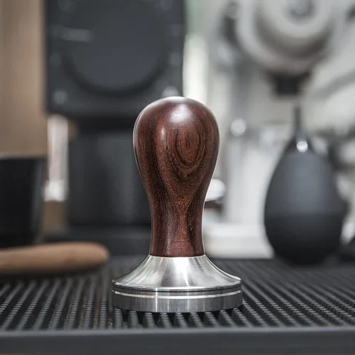 Miniatura 6 de Prensa de café espresso con alfombrilla de prensa 304 de acero inoxidable, base plana, mango de madera para molido de café, accesorio para máquinas
