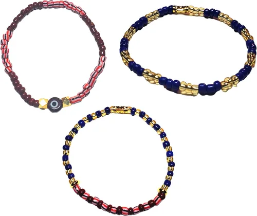Miniatura 23 de Juego de 3 pulseras de cuerda elástica de santería de ojo malvado hechas a mano Obatala Oshun Yemaya Orula Elegua Oya Ogun Ochosi Shango Babalu Aye