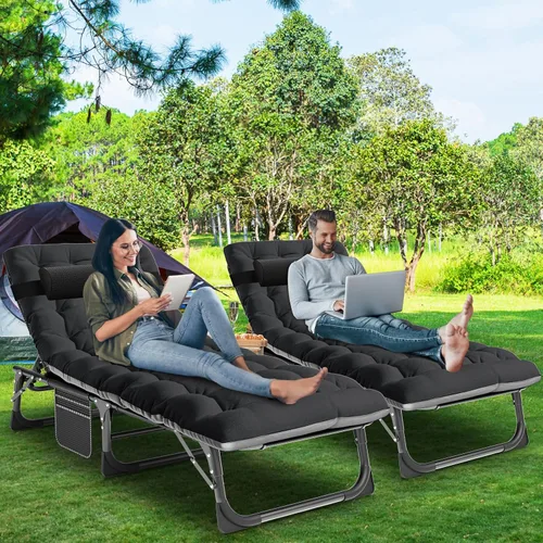 Miniatura 2 de LILYPELLE Sillón reclinable plegable para exteriores con colchón, 5 posiciones ajustables para patio, sillas reclinables, perfectas para exteriores