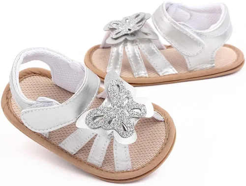 Oamico Sandalias para bebé niña, suela de goma antideslizante suave, sandalias casuales de playa para recién nacidos, con lazo, zapatos de verano