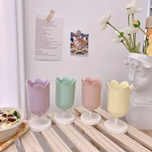 Miniatura 3 de Soporte para bolígrafo para escritorio, soporte de plástico para bolígrafos de tulipán para niña, caja de maquillaje pequeña, lindo organizador