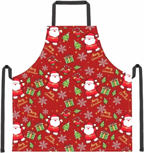 Miniatura 20 de Dreaweet Delantal de cocina unisex con cuello ajustable de Navidad