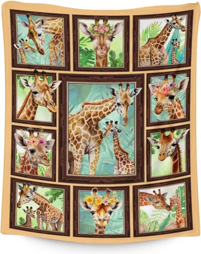 Miniatura 19 de Manta de jirafa para regalo, 30 x 40 pulgadas, bonita manta para adultos y niños, mantas amarillas de felpa suave para sofá, oficina