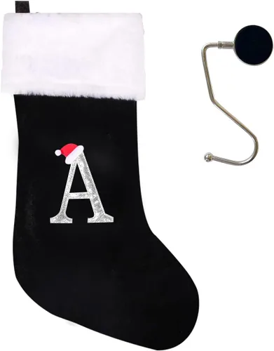 Miniatura 102 de Medias de Navidad de 20 pulgadas con monograma, letras, medias súper suaves grandes de Navidad, medias de monograma rojo para Navidad, regalo