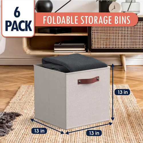 Miniatura 6 de Ornavo Home Cubos de Almacenamiento de 11 x 11 Pulgadas, Contenedores de Almacenamiento de Tela Plegables y Colapsables, Caja Organizadora de Cubo