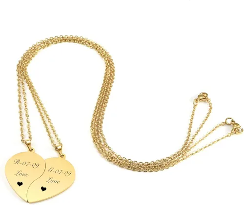 Miniatura 3 de Personalized Master Collar a juego personalizado para parejas, de acero inoxidable, rompecabezas de corazón para él y ella, collar de pareja