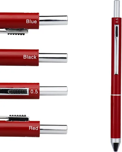 Miniatura 9 de DUNBONG Bolígrafo multicolor 4 en 1, bolígrafo multifunción con carcasa de metal, lápiz mecánico de 0.020 in, rojo, azul y negro, 1 unidad (negro)
