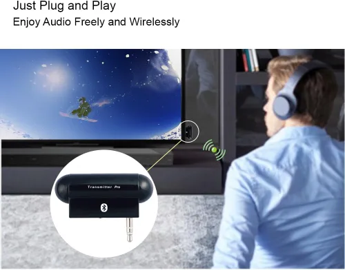 Miniatura 4 de Alead TxPro - Transmisor de audio estéreo inalámbrico multienlace Bluetooth (A2DP) con enchufe de audio de 0.138 in, para iPod, iPad, Zune, Zen