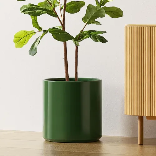 LE TAUCI Maceta de 12 pulgadas para plantas, macetas de cerámica para plantas de interior, macetas cilíndricas modernas de mediados de siglo con