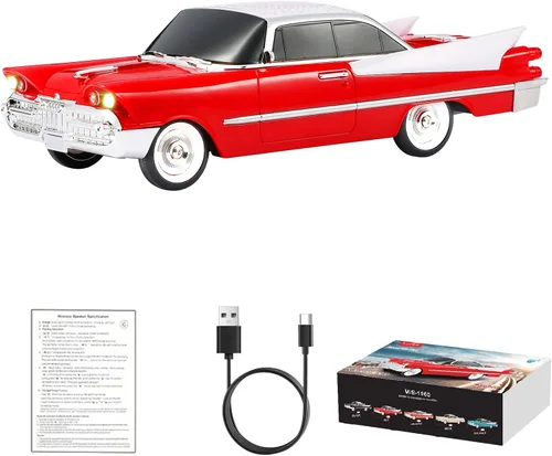 Miniatura 11 de WSTER WS-1965 Replica altavoz Bluetooth – Diseño retro de cohete coche, sonido HD, TWS, luces LED de fiesta, radio FM, reproducción USB/TF, Beige
